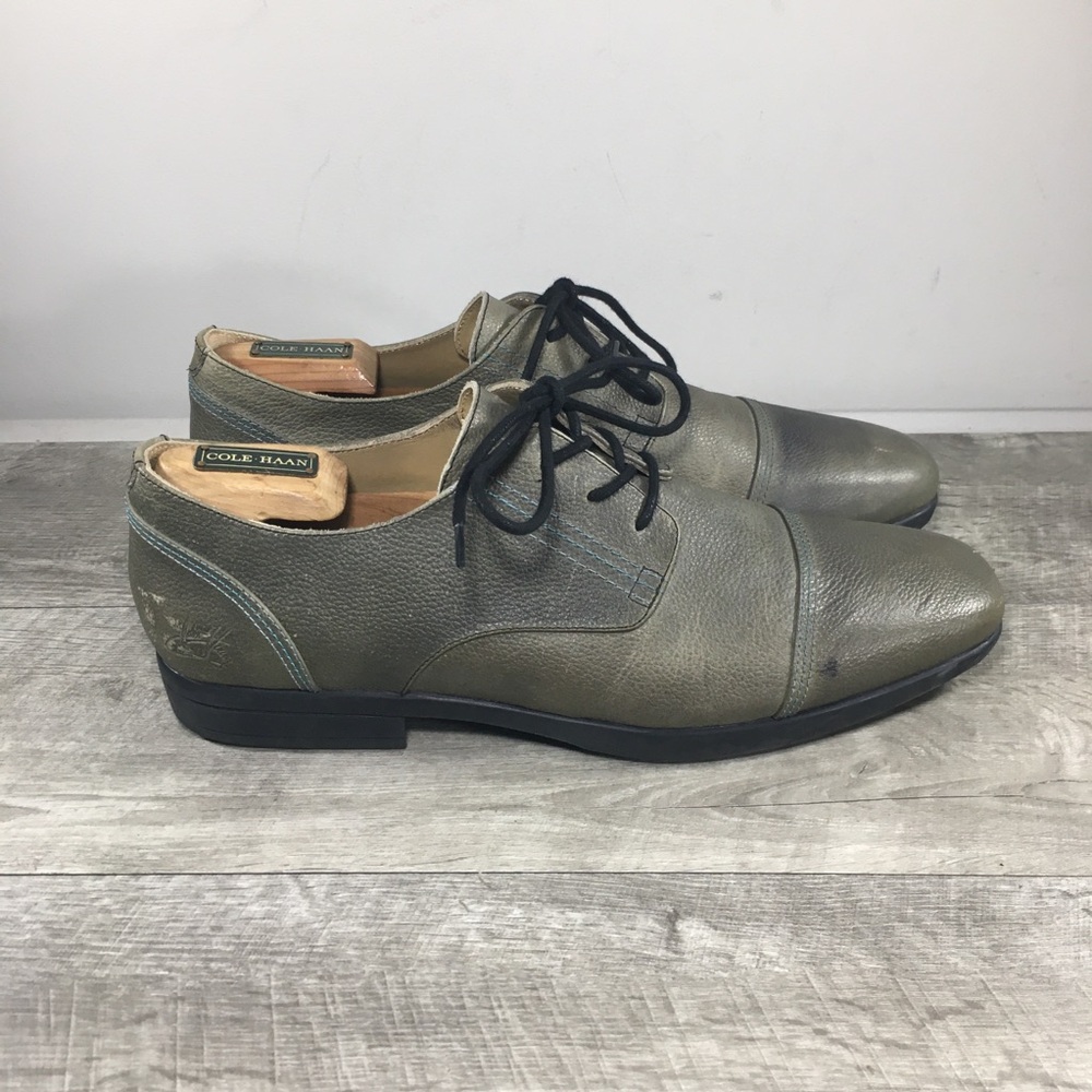 Men's John Fluevog Prophecy Breton Olive Green Leather Derby Oxfords Shoes 12